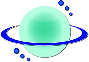 Planet with Rings Icon - Digital Network & Space Concept Graphic