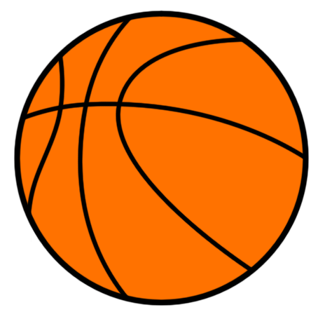 Orange basketball with black seam lines on white background