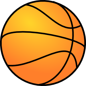 Orange basketball with black seams on transparent background, stylized vector illustration.