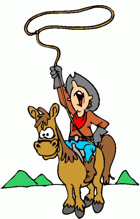 Cowboy Riding Horse with Lasso - Fun Western Illustration