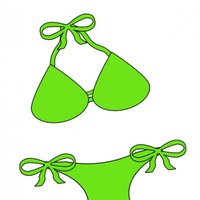 Green Bow-Tie Bikini Illustration - Stylish Swimwear Design