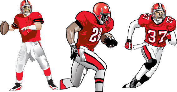 American Football Player Positions Illustration - Quarterback, Running Back, Wide Receiver