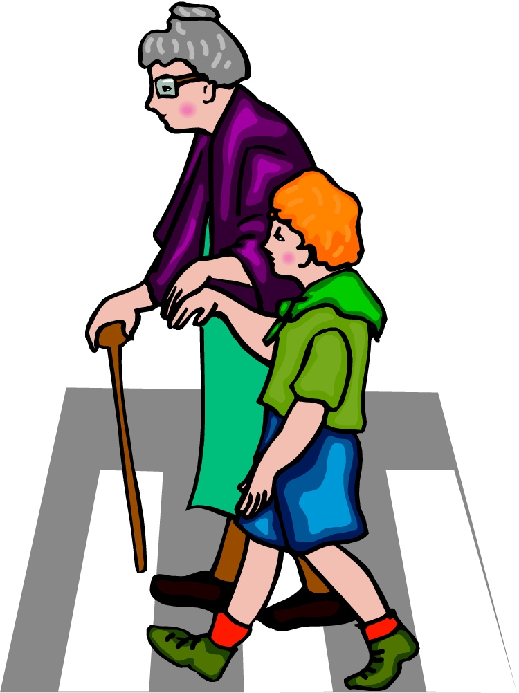 boy helping old lady - Clip Art Library