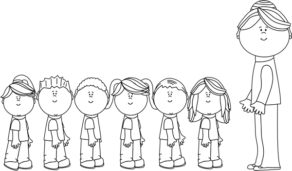 Teacher and Students Line-Up Illustration for Educational Resources