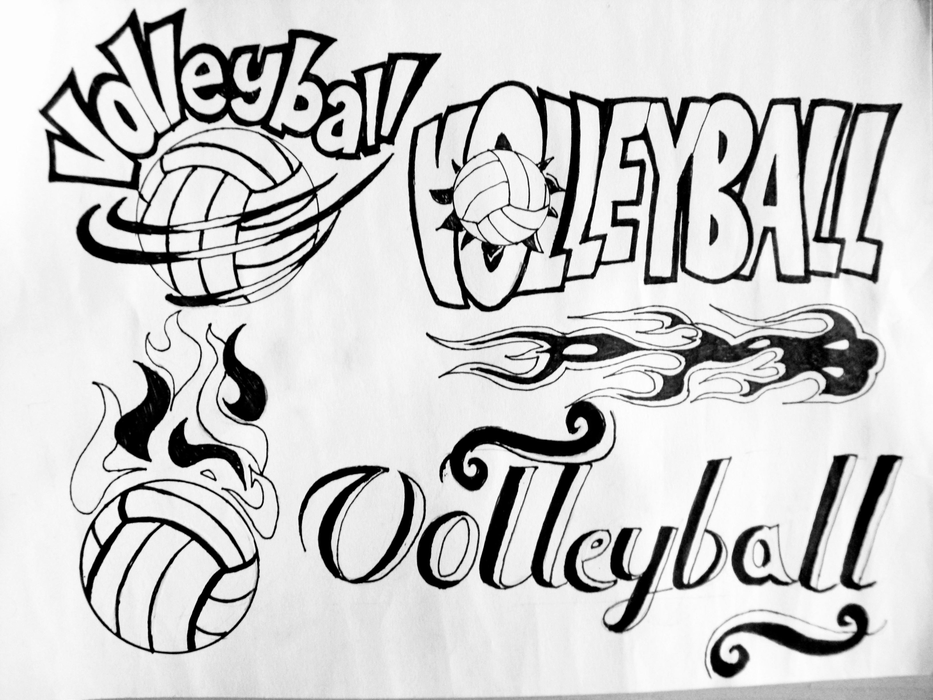 cool volleyball drawings