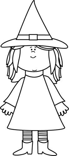 kid witch clipart black and white - Clip Art Library