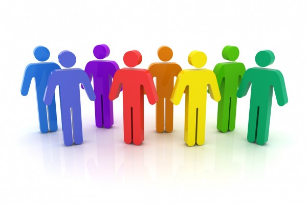 Diversity and Inclusion Symbol - Rainbow Figure Group Illustration