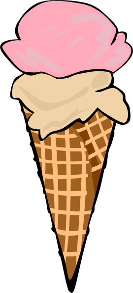 Classic Strawberry & Vanilla Ice Cream Cone - Sweet Treat Illustration