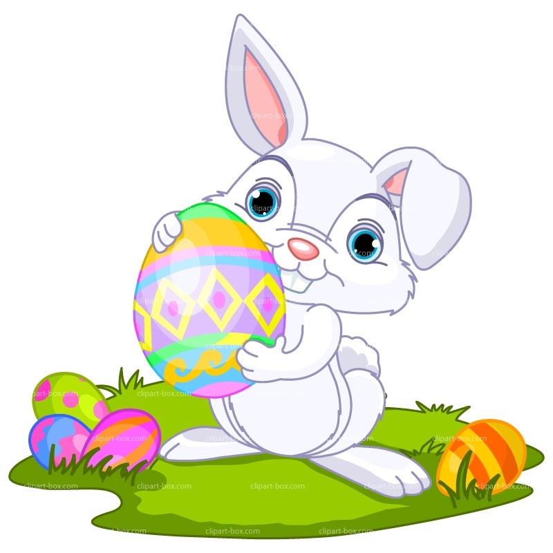 Adorable Easter Bunny with Decorated Egg - Free Clipart Image