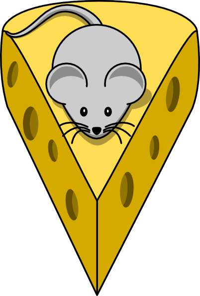 Cute Mouse in Cheese Illustration - Free Clipart Image