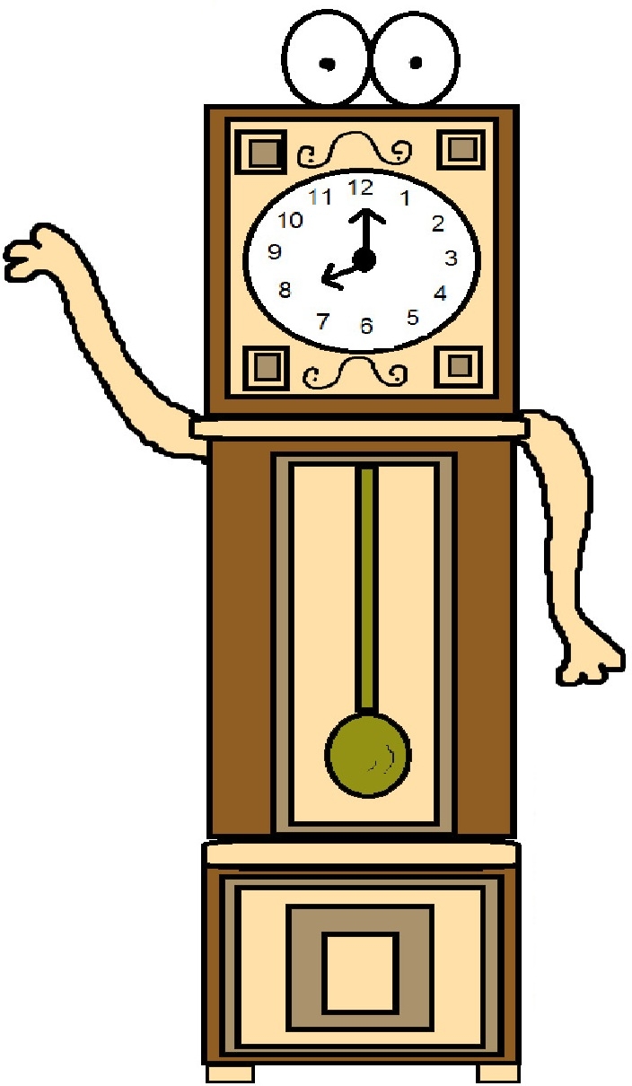 Fun Cartoon Grandfather Clock Illustration for Kids & Education