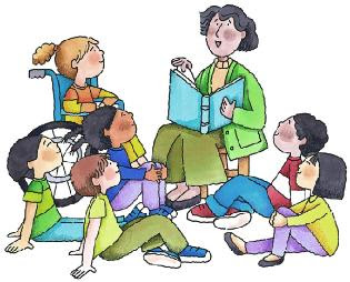 Inclusive Storytime: Teacher Reading to Diverse Group of Children