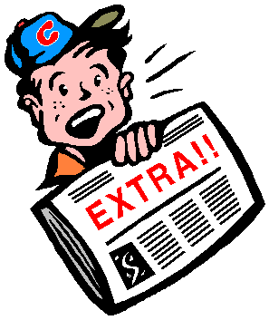 Breaking News Illustration - Boy Holding Newspaper with EXTRA Headline
