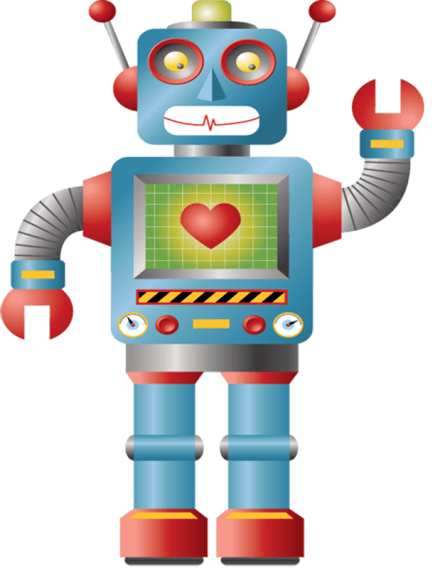 Cute Retro Robot with Heart Display - Fun Illustration for Kids & Tech Themes