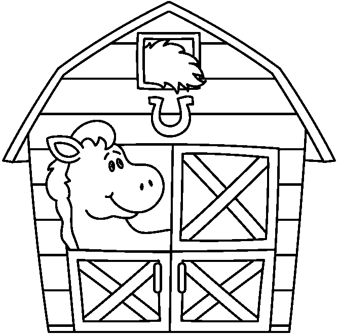 Horse stable clipart black and white