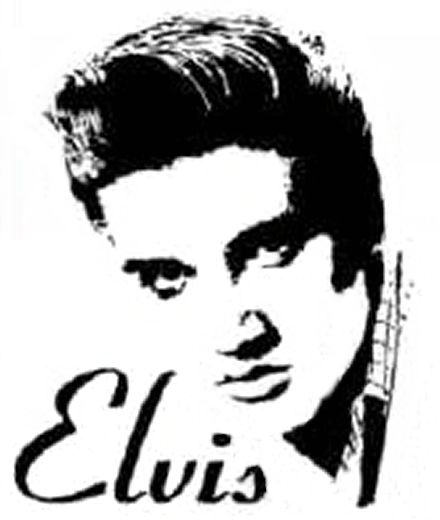 elvis guitar clipart black and white