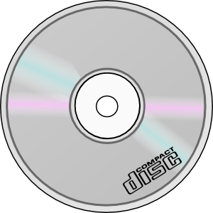 Silver compact disc with rainbow reflection and "Compact Disc" text on surface