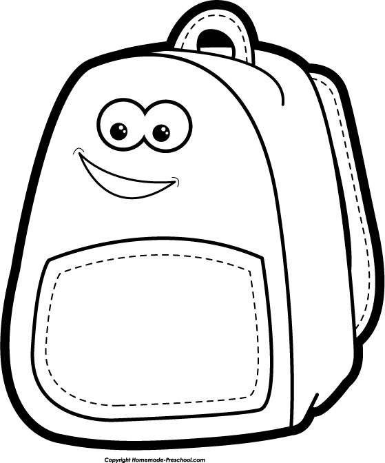 Book Bag Black And White Clipart