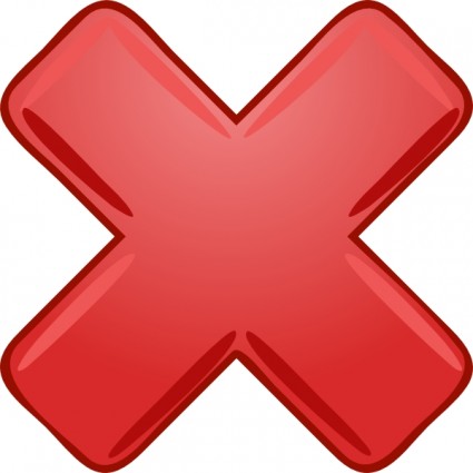 A glossy red X symbol indicating cancellation, error, or rejection on a white background.