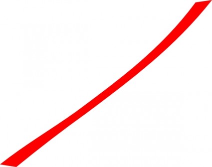 A bold red diagonal line slanting upward from left to right on a white background, symbolizing growth or progress.