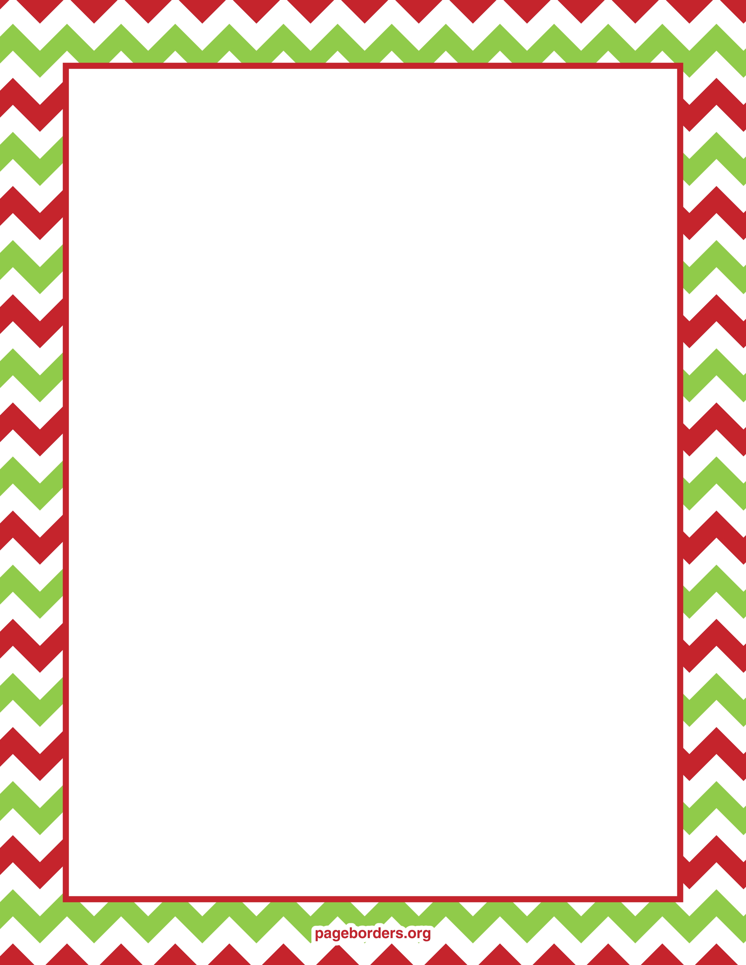 Festive red and green chevron border template for holiday documents and printables