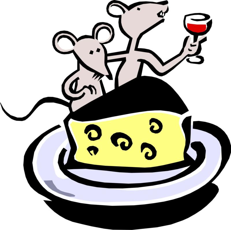 Mice Celebrating with Cheese and Wine - Fun Illustration