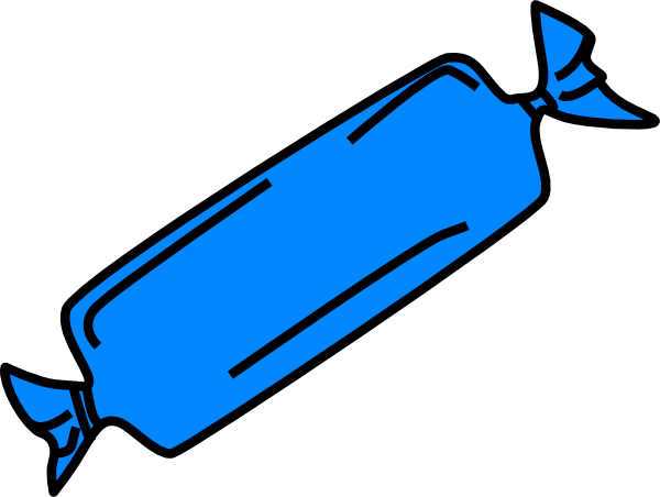 Blue wrapped candy on black background, stylized vector illustration