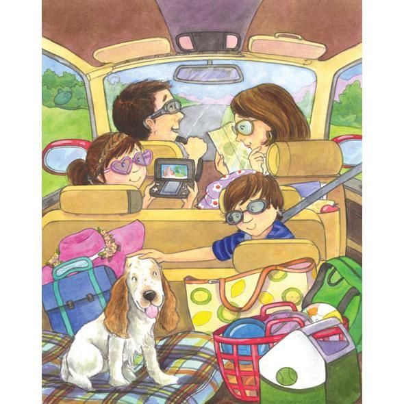 Family Road Trip Illustration - Joyful Travel with Kids and Pet