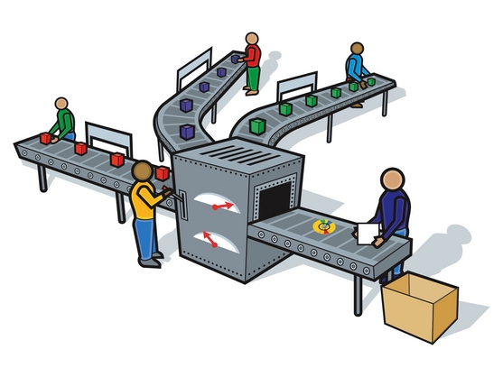 Industrial Conveyor Belt Workflow Diagram - Manufacturing Process Visualization