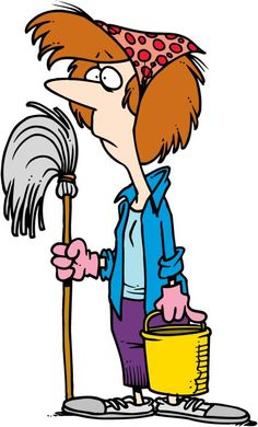 Cleaning Cartoon Character - Mop and Bucket Illustration
