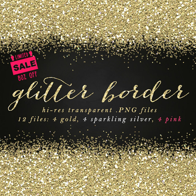 Glitter Border PNG Pack - Gold, Silver & Pink Sparkling Edges for Design