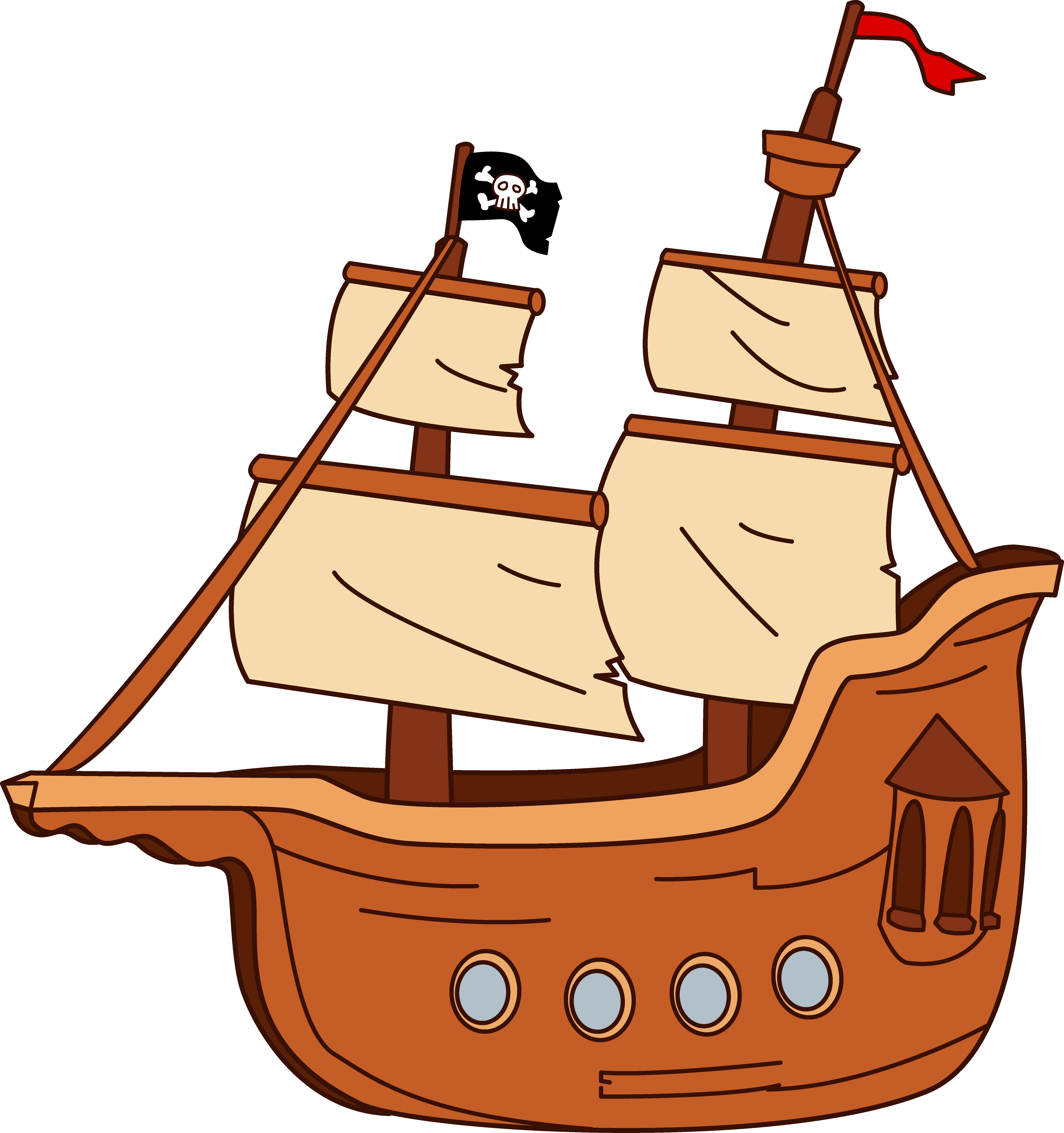 Ship Cartoon Images : Editable Cartoon Illustration Of Pirate Ship High ...