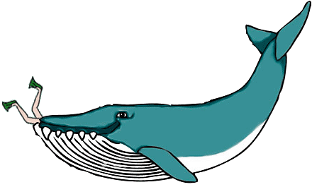 Whale Swallowing Person Cartoon - Fun Marine Illustration