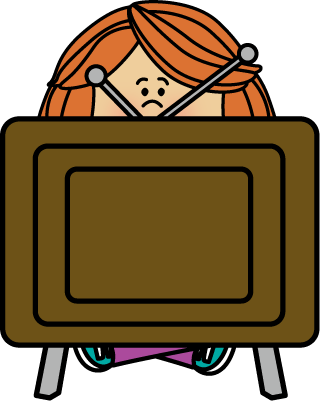 Frustrated Viewer Watching Old TV - Cartoon Illustration