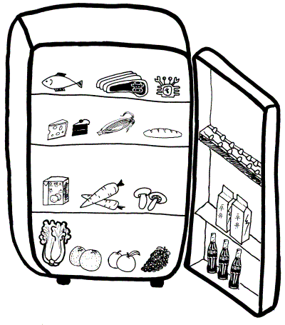 open refrigerator clipart black and white - Clip Art Library