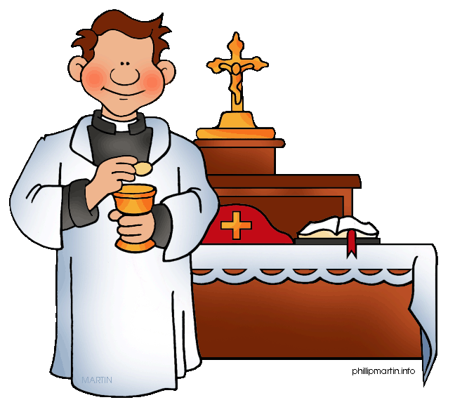 Priest Celebrating Holy Communion - Catholic Mass Illustration