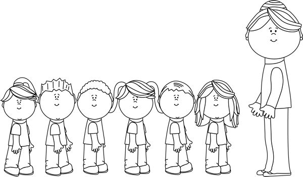 students waiting in line clipart