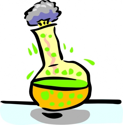 Chemical Reaction Illustration - Lab Flask with Bubbling Liquid and Fumes