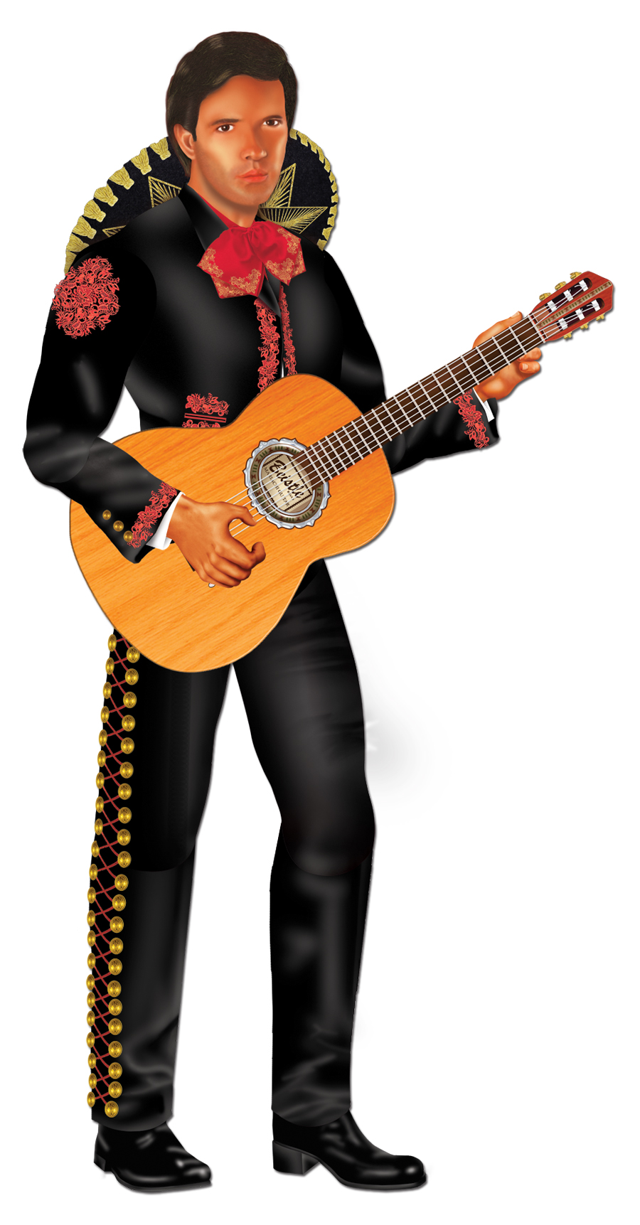 Authentic Mariachi Musician in Charro Suit with Classical Guitar