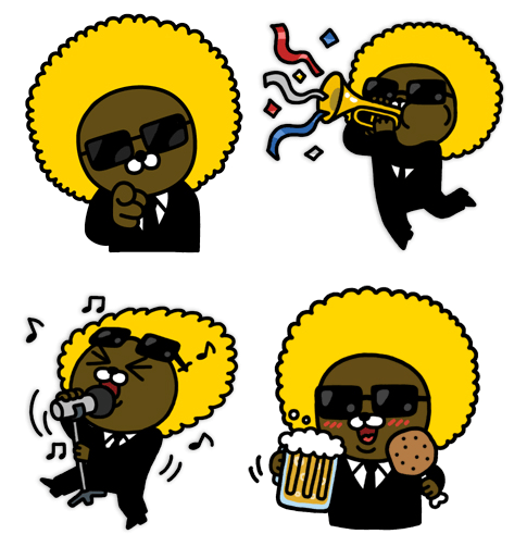 Funky Afro Character Sticker Set - Expressive Cartoon Illustrations