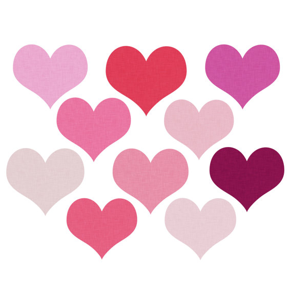 Pink & Red Heart Clipart - Fabric-Textured Valentine’s Graphics