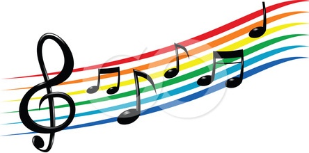Rainbow Music Notes Graphic - Vibrant Musical Symbol for Creative Projects