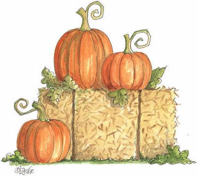 hay bales and pumpkins - Clip Art Library