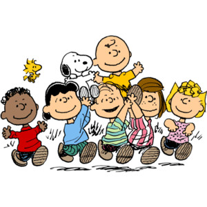 Peanuts Gang Running - Classic Charlie Brown & Friends Illustration