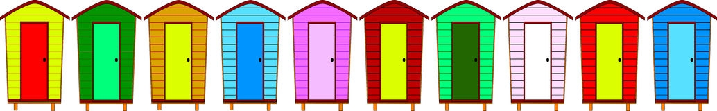 beach huts outline clipart - Clip Art Library