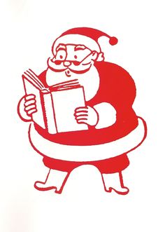 Santa Reading a Book - Festive Vintage Illustration for Holiday Content