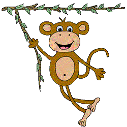 Friendly Cartoon Monkey Hanging from Vine - Free Illustration