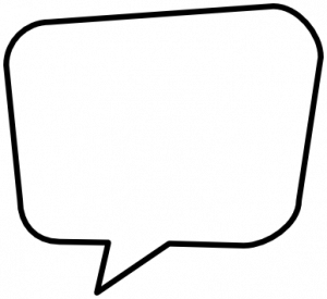 Blank speech bubble outline, black line on white background, used for dialogue or comment placeholders.