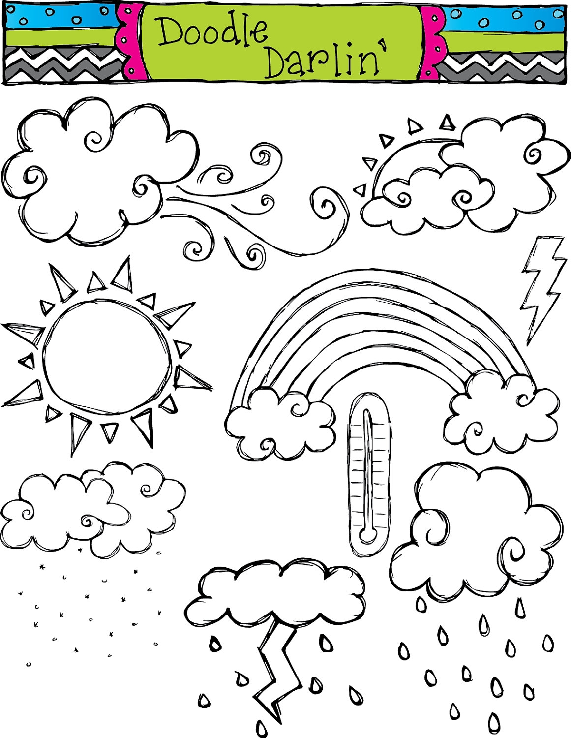 Free black and white weather clipart