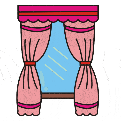 Decorative Pink Curtains Illustration - Window Design Element